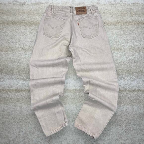 Vintage Orange Tab Levis 550 Jeans Relaxed Fit Tapered Leg Tan Wash Made USA 90s - Picture 1 of 6